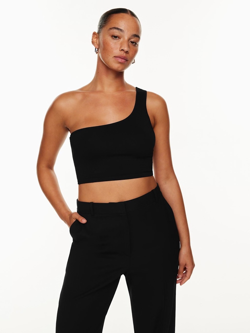 Aritzia Babaton Sculpt Knit One-Shoulder Cropped Tank